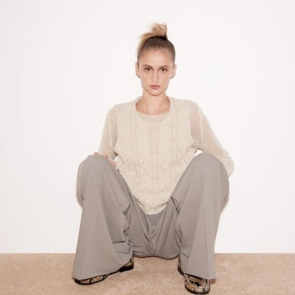 ZARA Wool Blend Knit Sweater Size M NWT Cream - Picture 5 of 9
